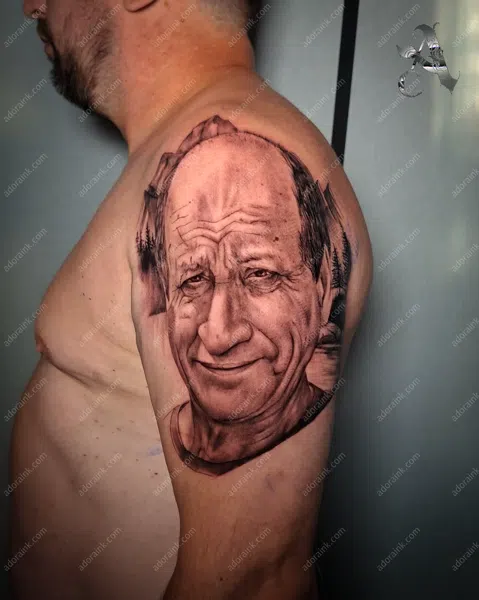 Realism tattoo of Realistic Portrait and Wolf Tattoo, Best realism tattoo, Realism tattoo cost per hour