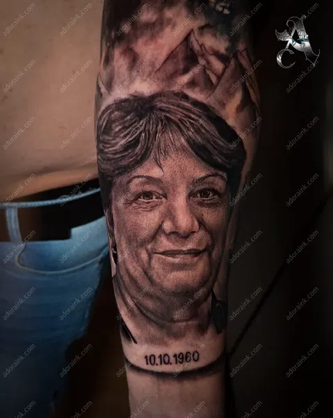 Realism tattoo of Realistic Portrait and Wolf Tattoo, Healed realism tattoo results, Realism tattoo for men